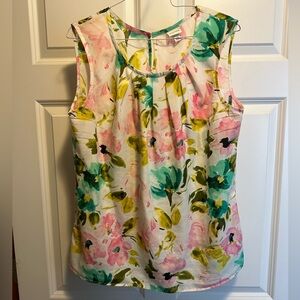 Sleeveless floral pink/green blouse - size Large Merona, only lightly worn